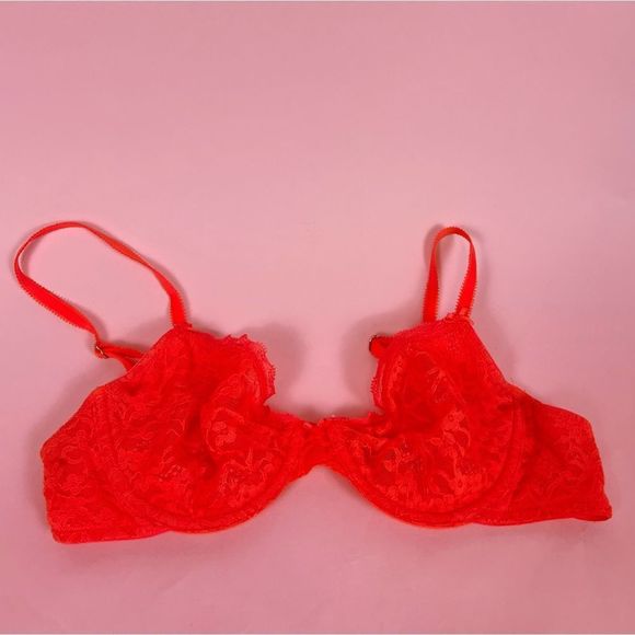 ❌SOLD❌ Aerie Neon Orange Unlined Lace Bra - Picture 4 of 6